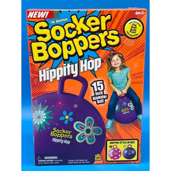 The Original Socker Boppers Hippity Hop 15-Inch Diameter Ball - Pink with white - Picture 2 of 5